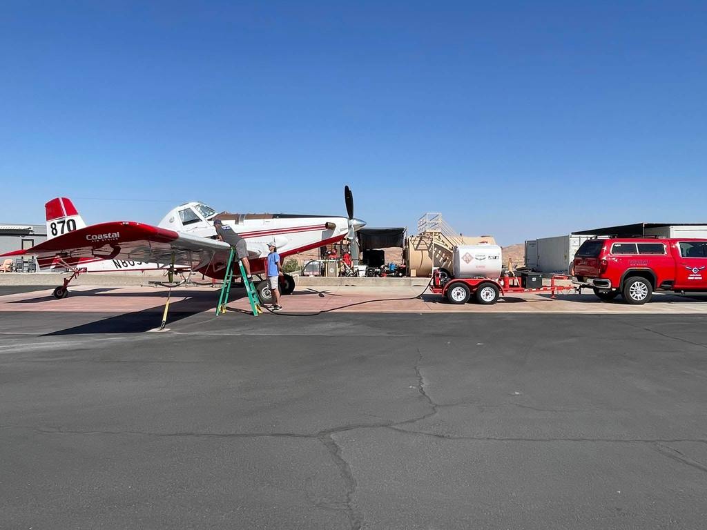 aircraft on ground with support crew