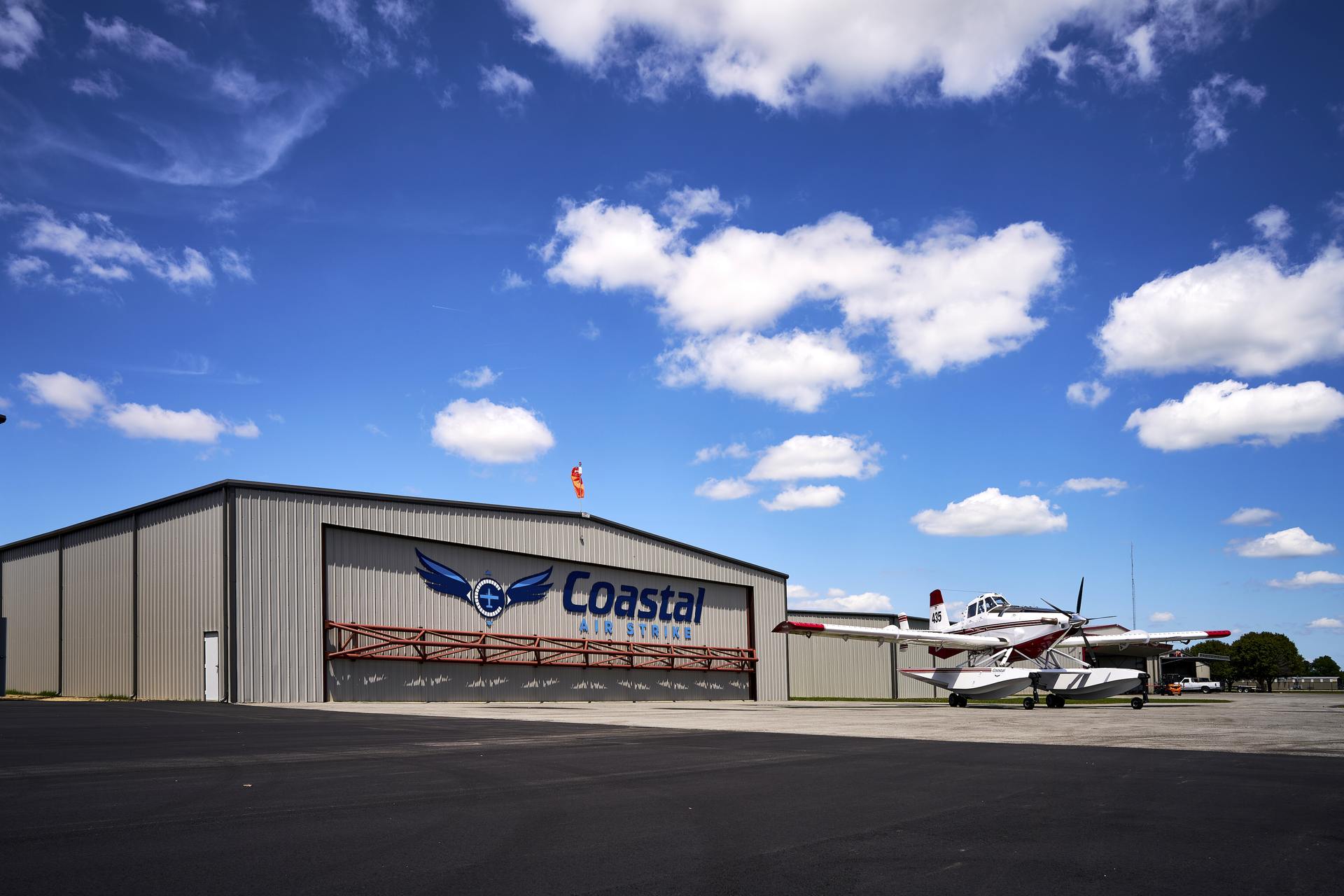 Coastal Air Strike hangar with scooper plane